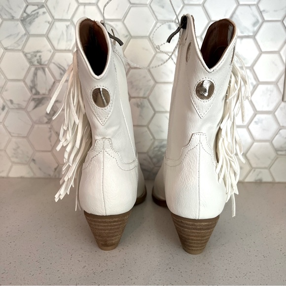 NEW Pointy Toe Stack Block Heel Zip Up Western Boots, Metallic Moon size 8 - Picture 5 of 6